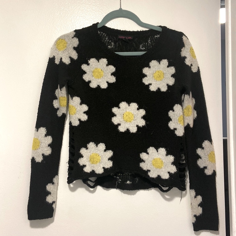 Material Girl 90s Distressed Daisy Sweater